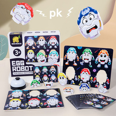 Children's Fun Emoji Egg Robot Pairing Desktop Egg Parent-Child Interactive Game Logical Training Wooden Toy