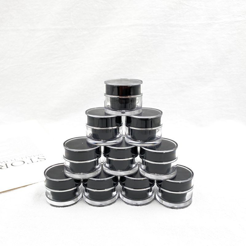 现货5g化妆品眼霜瓶黑色圆形面霜膏霜瓶旅行分装小样晚霜试用装瓶