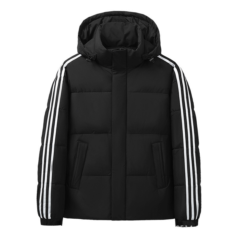 The Same Adidas Men's and Women's down Jackets with Three Stripes, Winter Short Jackets, Popular White Duck down Tops