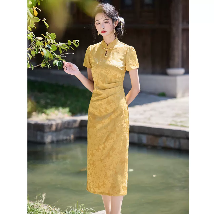 贝佳斯高级感旗袍年轻款 时尚优雅显瘦新中式旗袍改良连衣裙7580