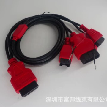 Автомобильный жгут проводов: разъем OBDII-16P (гнездо) на разъем 8+12 + новый кабель для подключения (низкочастотный)