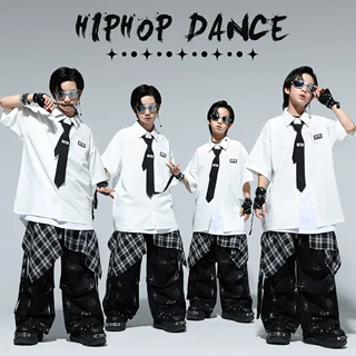街舞儿童潮服嘻哈男童衬衫酷帅套装少儿hiphop舞台表演出服装时髦