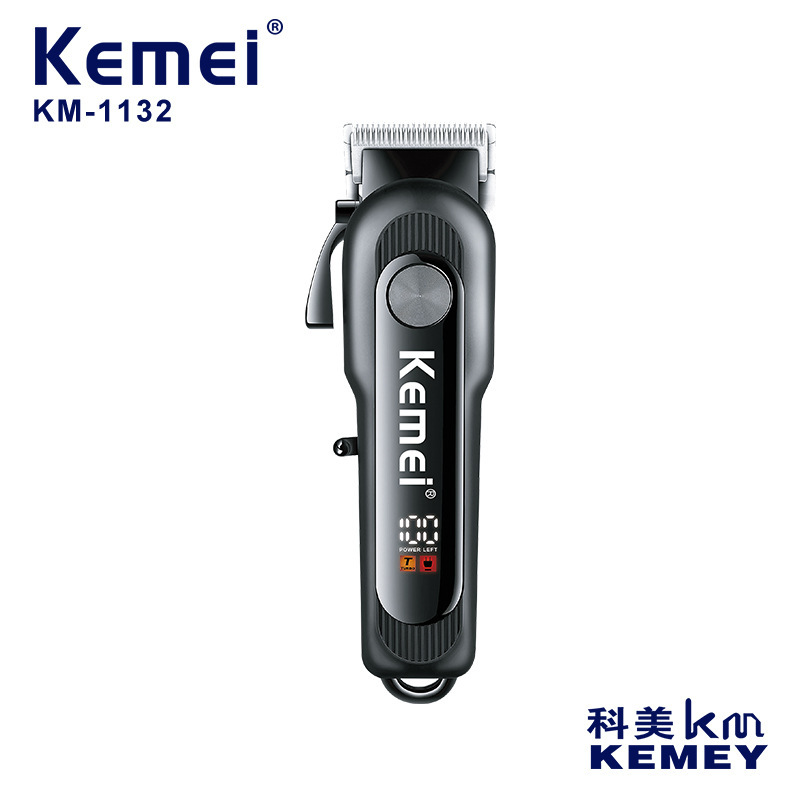 Kemei 전기 클리퍼 KM-1132 커터 헤드 조절 빠른 충전 LCD LCD 디스플레이 붙지 않는 헤어 클리퍼