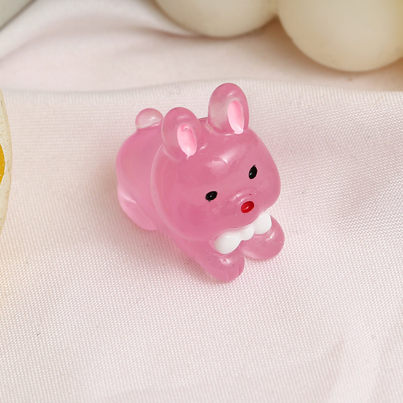 Nuevo luminoso tridimensional conejito diy crema pegamento accesorios hechos a mano accesorios de resina hielo transparente luminoso conejo al por mayor