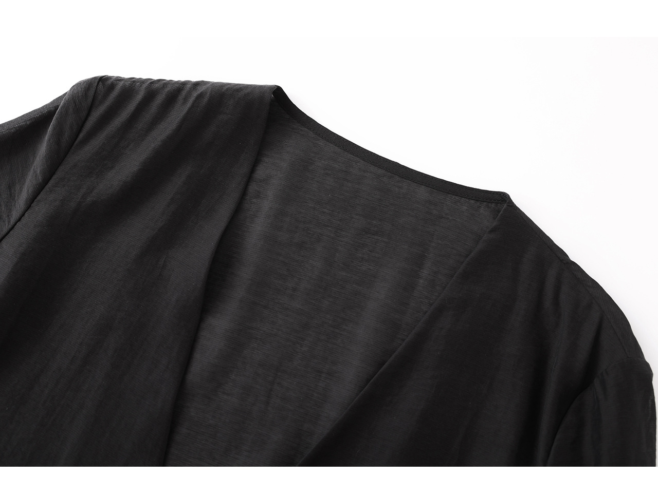 Áo cardigan nữ tay dài chất liệu tencel mát lạnh dáng rộng — màu đen chi tiết 26