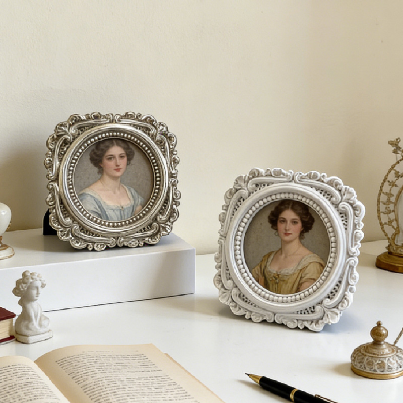 Cross-Border European Baroque Gold and Silver Photo Frame Photography Props Wall Hanging Photo Studio Wedding Home Decoration Photo Frame Ornaments