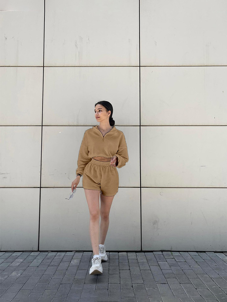 500g Weight Long Sleeve Sleeve Length Polyester Fabric Type Shorts Co-ord Set Sets Type 2 Pieces Set Quantity Casual, Daily, Sports Occasion Turtleneck Neckline Regular Fit Fit Type Solid Color Pattern Spring, Autumn Season Women's Gender Zipper Design Simple Style Style Casual Daily Sports Women's Simple Style Solid Color Polyester Zipper Shorts Co-ord Set Shorts Sets 14