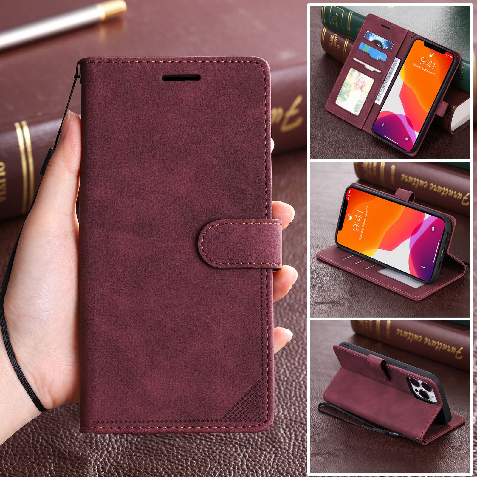 Business Phone Case With Card Holder And Anti-theft Protection_voghion.com
