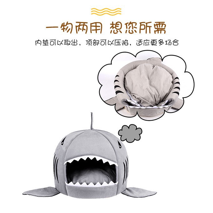 Nido de mascotas de tiburón, perrera, nido de gato, nido de hámster Teddy cerrado para perros pequeños y medianos, disponible para cuatro estaciones, cálido, fábrica al por mayor