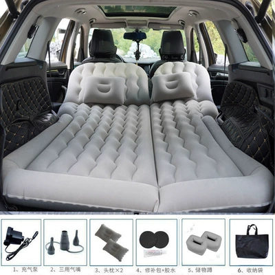 Folding Double Flocking Thickened — Vehicle-mounted inflatable bed - gray-universal-storage-double-pier