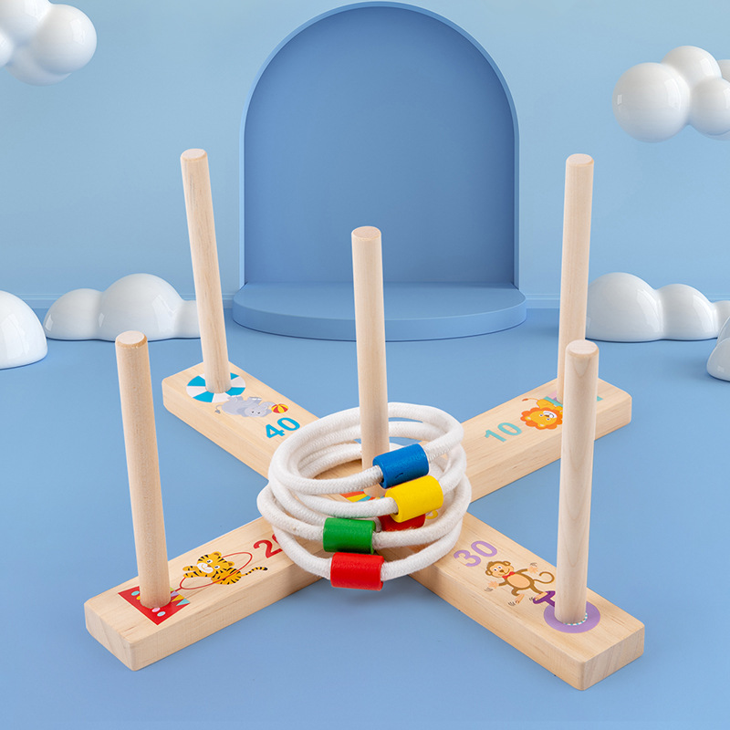 New Children's Wooden Toss and Ring Game Baby Intelligence Early Education Toy Toddler Fun Classification Hands-on Toy