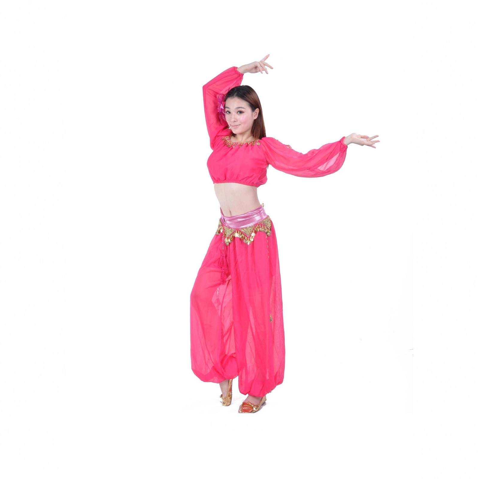 Belly Dance Suit Lantern Long-Sleeved Ring Bloomers Practice Holiday Event Indian Dance Performance Costume Set