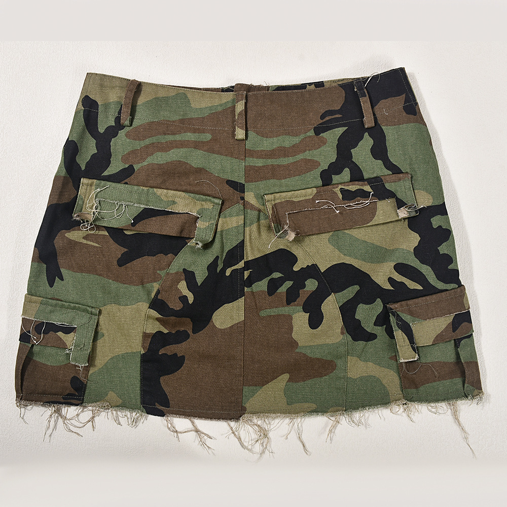 Autumn New Fashion Full Open Skirt Skirt Camouflage Skirt