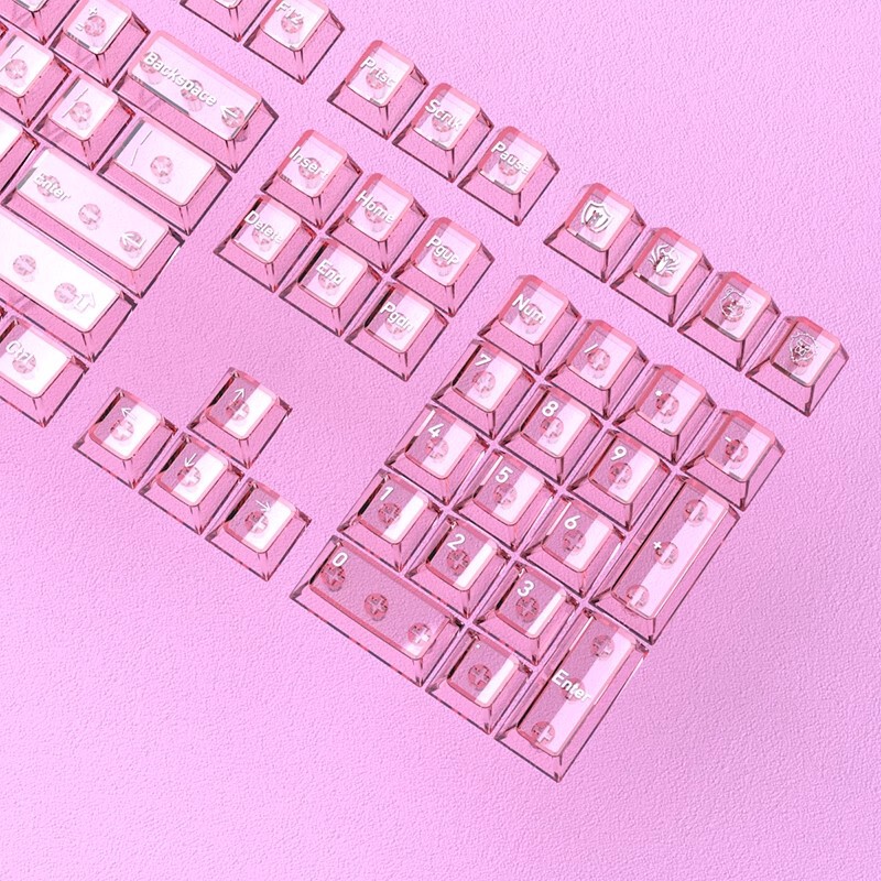 スポット卸売ピンク透明小型フルセット DIY カスタマイズされたメカニカル キーボード PC キーキャップ - オリジナル高さ 119 キー|undefined