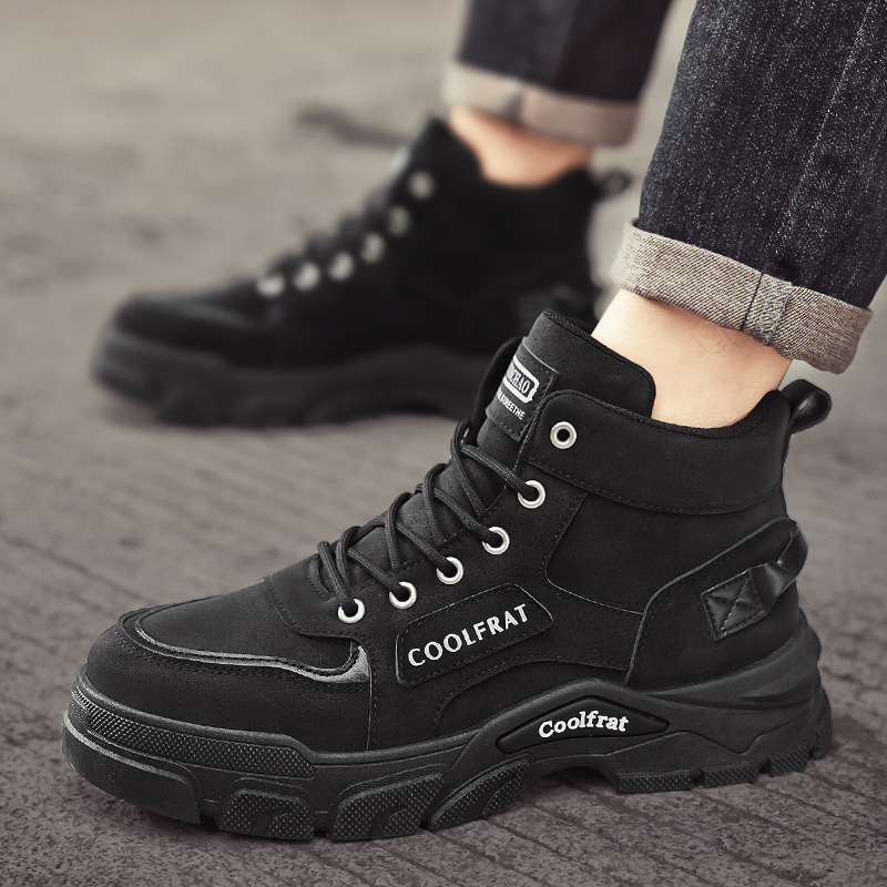 Primavera y otoño zapatos de hombre nuevas botas Martin altas tendencia de los hombres zapatos de herramientas de plataforma de todo fósforo botas cortas estilo personalizado transfronterizo image 9
