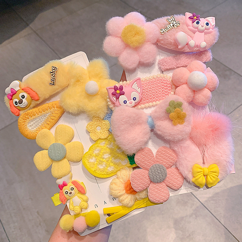 Niñas horquilla macaron felpa flequillo clip lateral tocado accesorios para el cabello de los niños niña bebé lindo horquilla