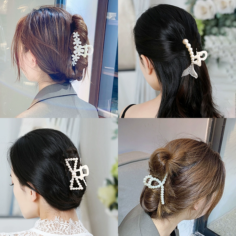 Заколка для женщин с жемчугом на затылке, большая заколка для женщин, новая заколка-зажим в виде акулы 2025 года, головной убор на осень и зиму