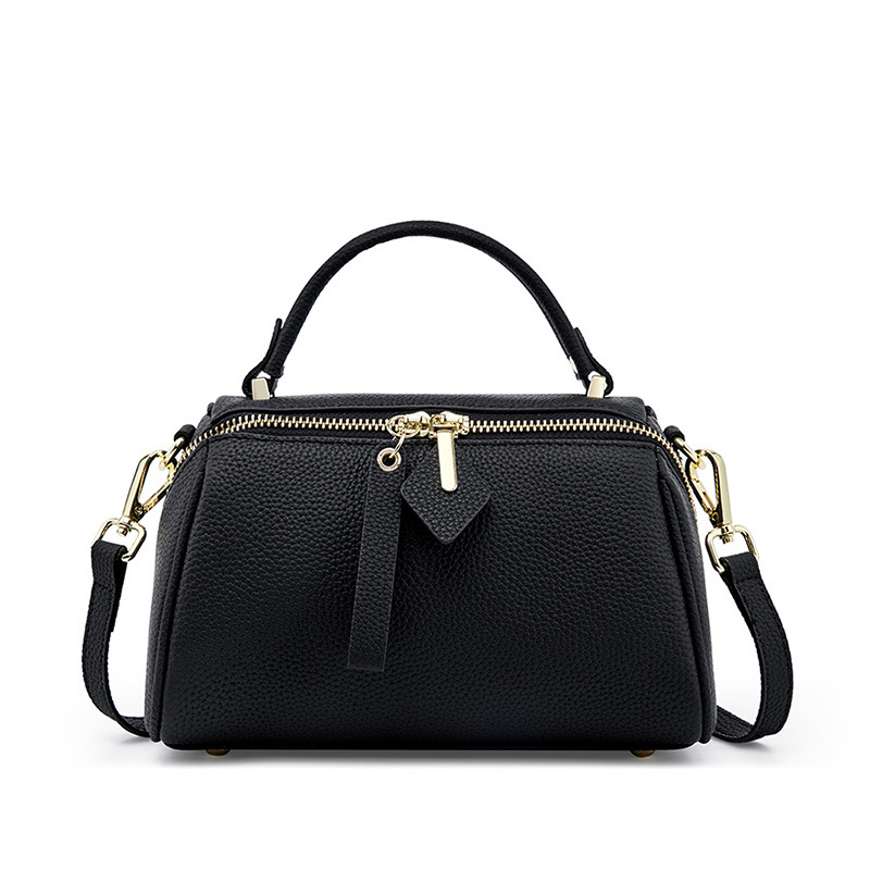 Genuine Leather Elegant Women's Bag 2026 New Retro Simple Classic Boston Handbag Cowhide Crossbody Shoulder Bag - Thumbnail 7