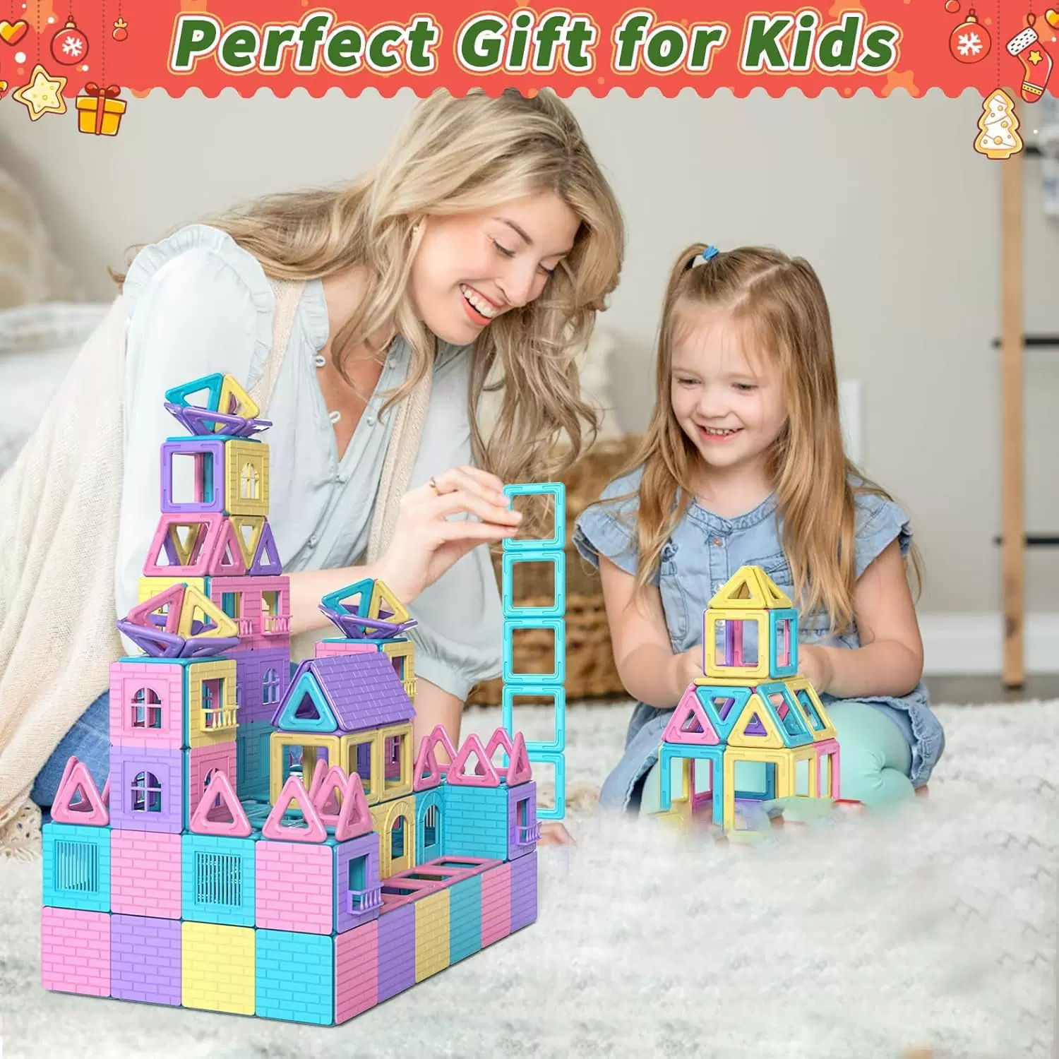 跨境马卡龙色磁力片积木宝宝玩具男孩女孩拼装益智幼儿早教礼品