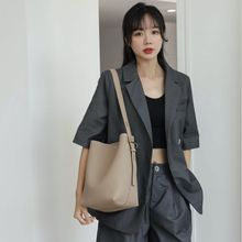 托特牛皮包包2025年新款复古简约水桶包大容量真皮单肩包女包百搭