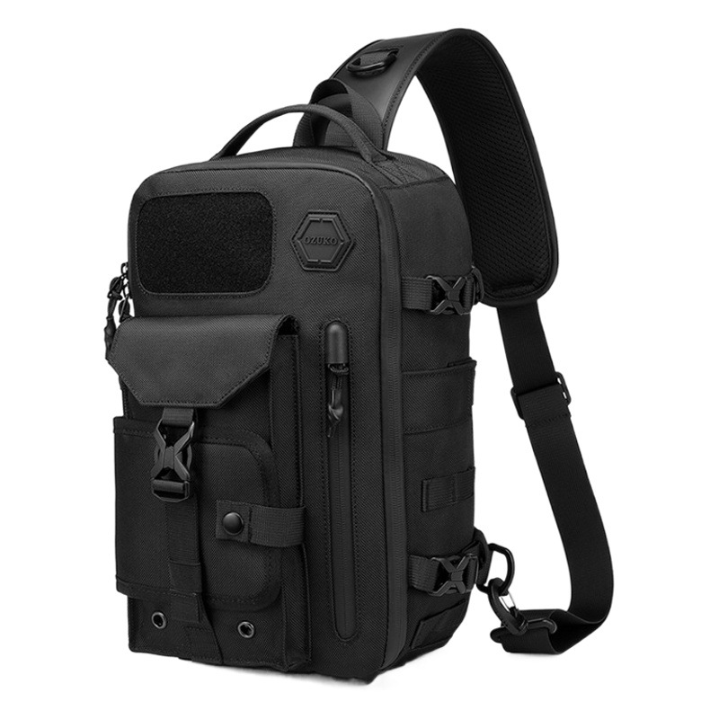Ozuko Crossbody Bag Tactical Chest Bag Large Capacity Webbing External Thickened Shoulder Strap Men's Outdoor Commuting Shoulder Bag