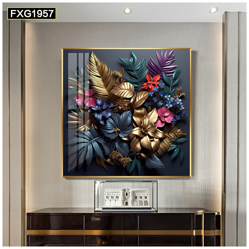 Pintura decorativa moderna de lujo ligero de alta gama sala de estar atmósfera de alto nivel sala de comedor mural arte abstracto cuadrado porche colgante pintura