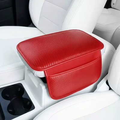 Armrest box pad Car Central Armrest Box Cover - burgundy-pocket-style
