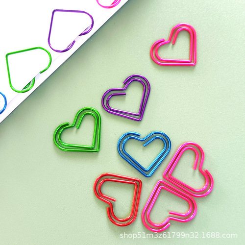 Colorful love paper clips creative shaped pins cartoon pins red paper clips school supplies bookmarks wholesale