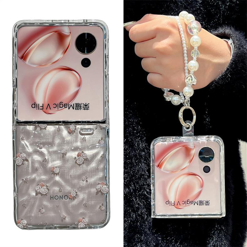 Transparent Folding Phone Case For Honor Magic V Flip With Bracelet_voghion.com