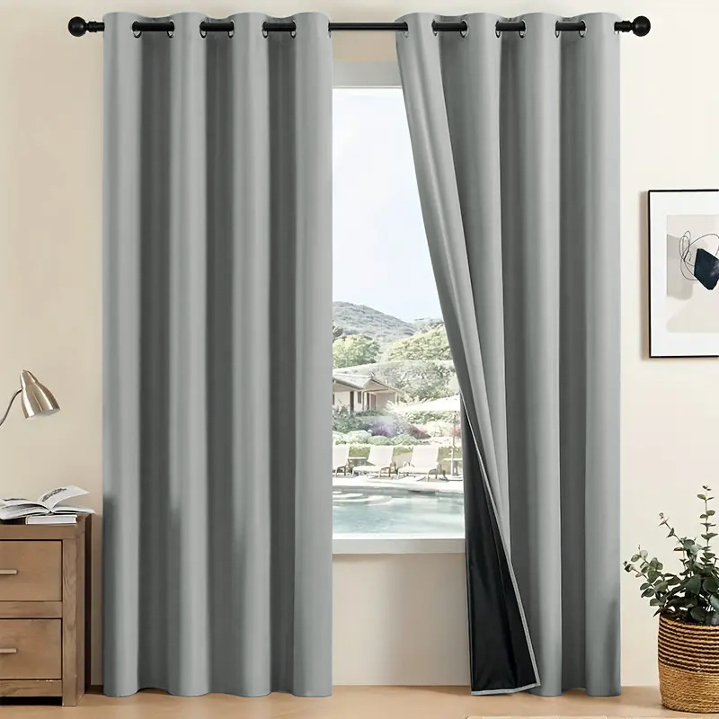 Spring Asian Spun Polyester Black-Out Curtain Fabric for Cross-Border Trade, Amazon Solid Color Full Blackout Curtains, Custom-Made Temu Shaoxing Curtain Fabric