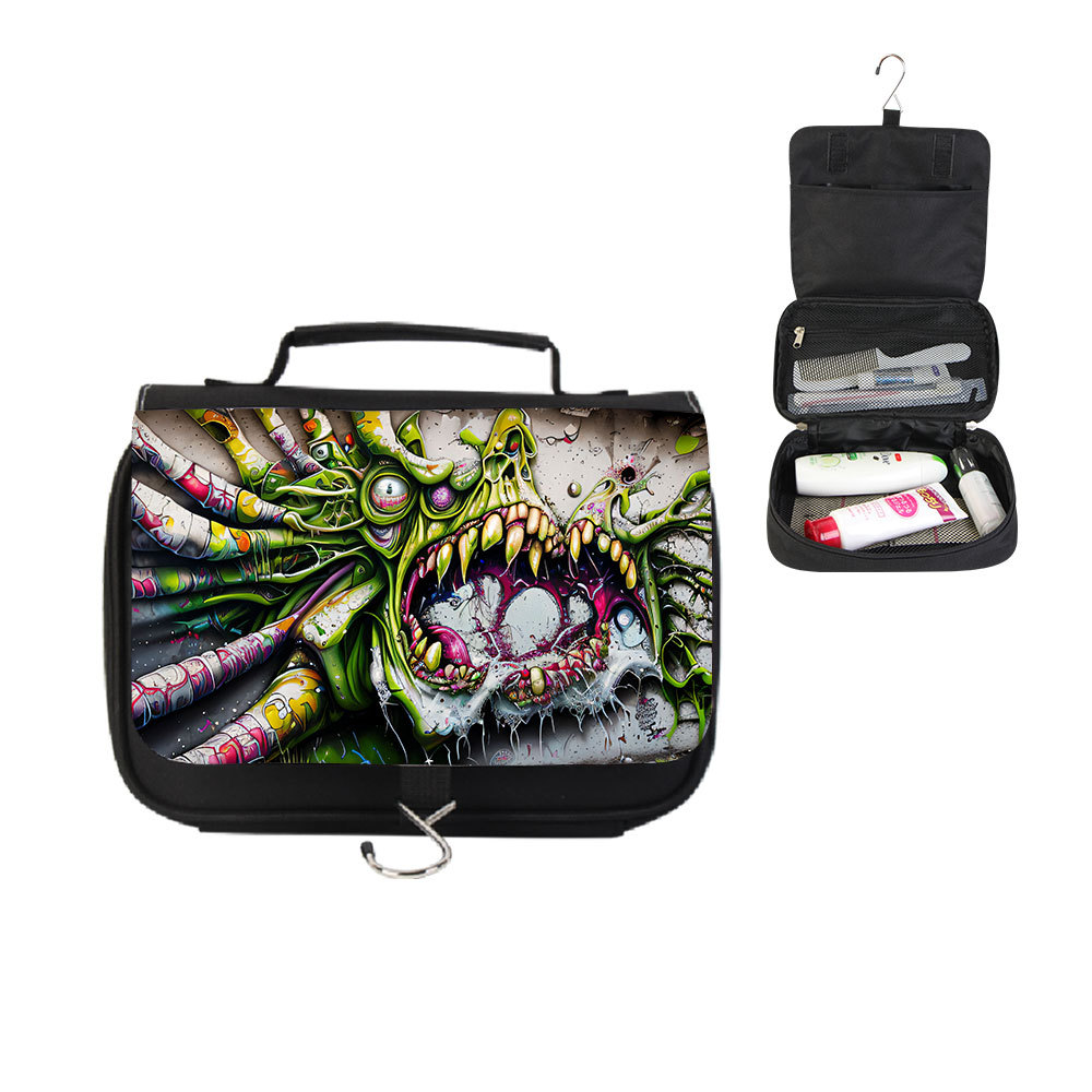 커넥터 그래피티 프린트 블랙 화장품 가방