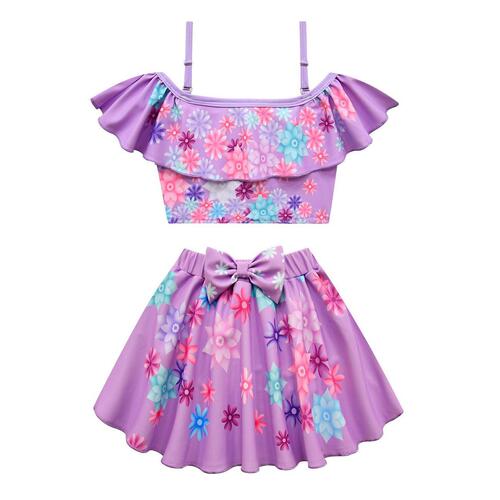 Cross-border European and American children's elastic swimsuit two-piece set new magic full house Encanto girls' one-shoulder swimsuit
