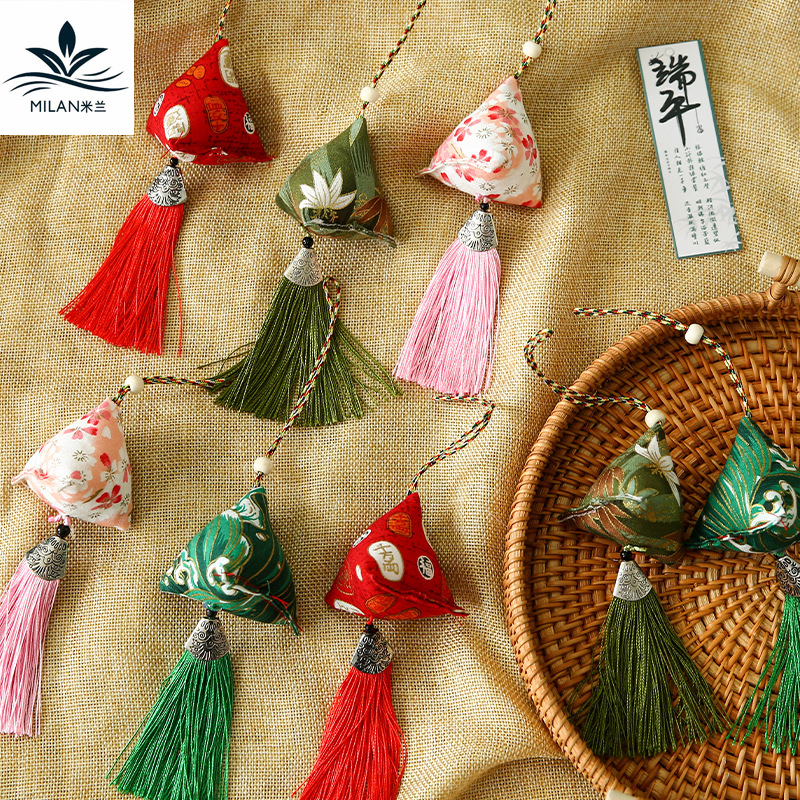 Boat Boat Colgante Fu Bao material DIY colorido bolsillo de arroz de moxa envasado ramo de flores colgantes de decoración de la puerta