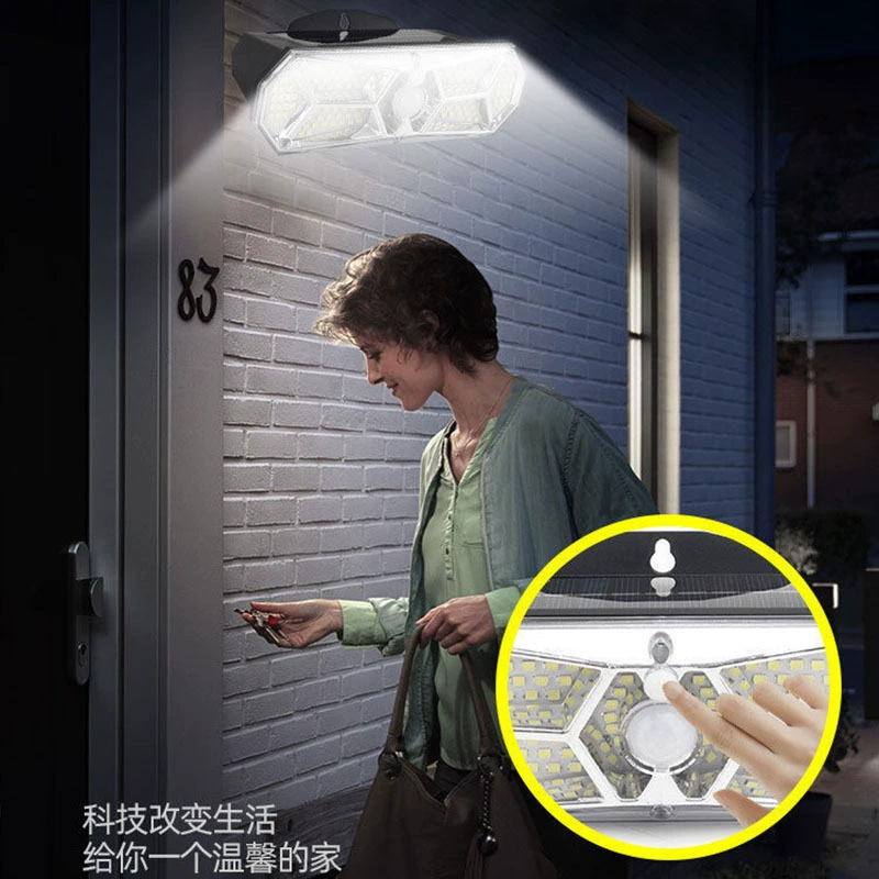 LED настенный светильник солнечный для беседки, физиологический индукционный уличный фонарь, датчик движения человека