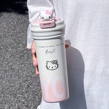 316不锈钢保温杯女生高颜值大容量茶水分离吸管杯办公室泡茶水杯