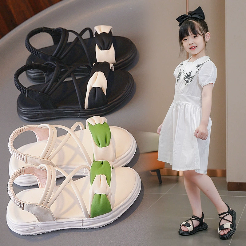 Детские летние сандалии 2025 года, новая мода, мягкая подошва, спортивные туфли-принцессы для больших и маленьких девочек, пляжная обувь для школьниц