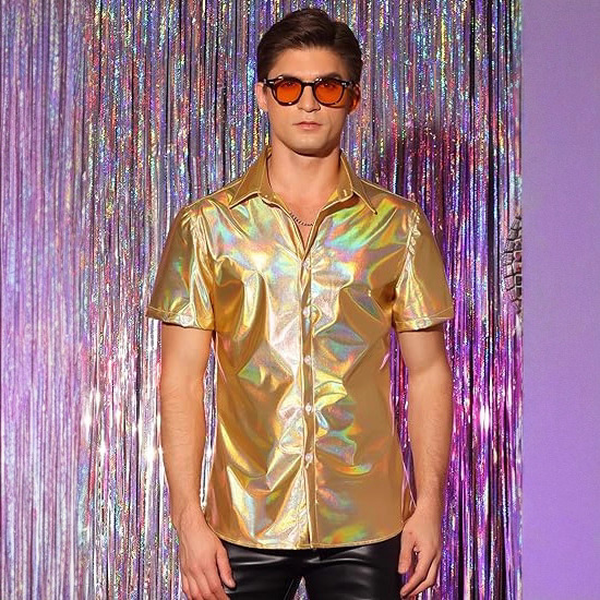 2025 New Summer Men's Casual Lapel Shiny Short Sleeve Shirt Aliexpress Men's Clothing