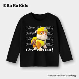跨境秋冬儿童长袖T恤汪汪队t-shirt男女宝小学生纯棉T恤卡通图案