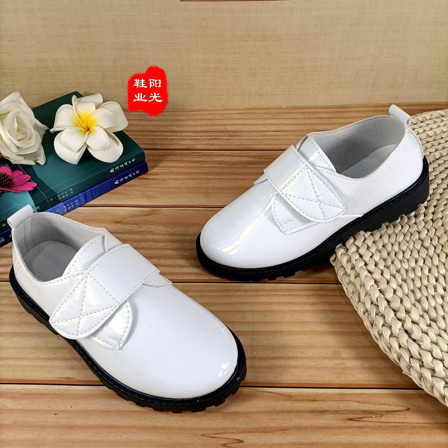 Children's Chorus Performance Shoes, Small Host Leather Shoes, British Style Black and White Dress Shoes for Primary and Secondary School Students, Boys and Girls