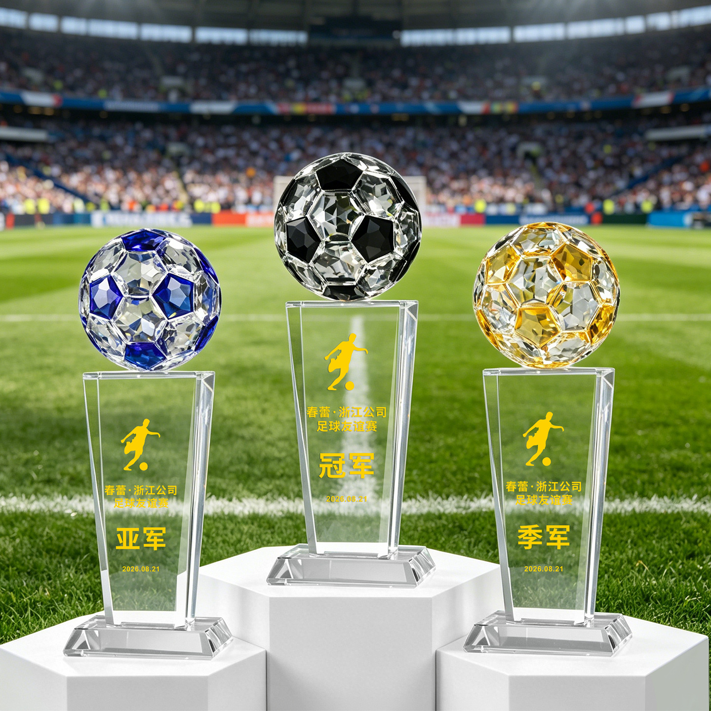 El trofeo de cristal de alto nivel está diseñado para recompensar a los estudiantes con regalos de fútbol de competición creativa