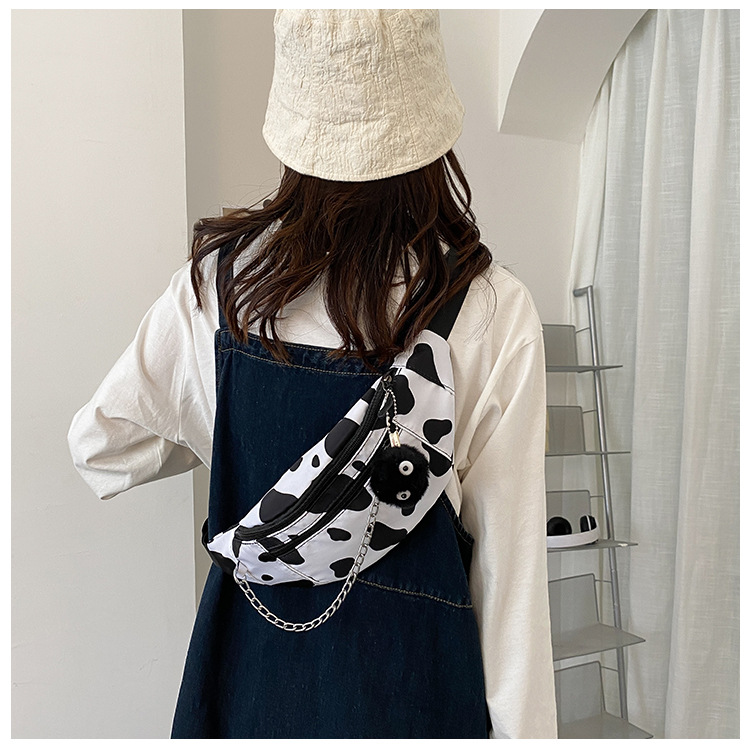 New Printed Cow Pattern Female Small Shoulder Bag Chest Bag Waist Bag display picture 3