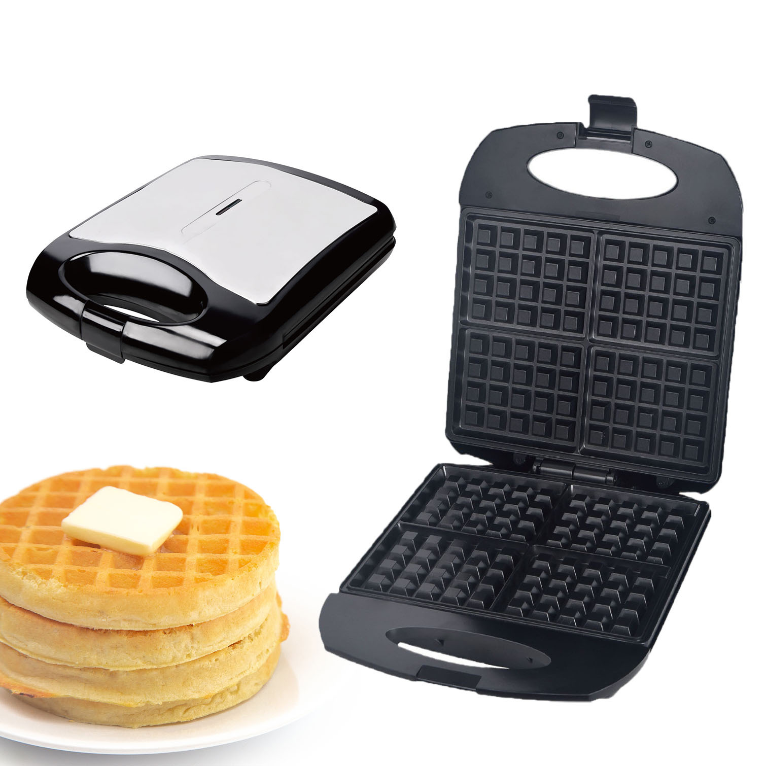 Hogar americano estándar 110V máquina de gofres de doble cara calefacción pan fabricante sándwich máquina desayuno hornear pastel máquina