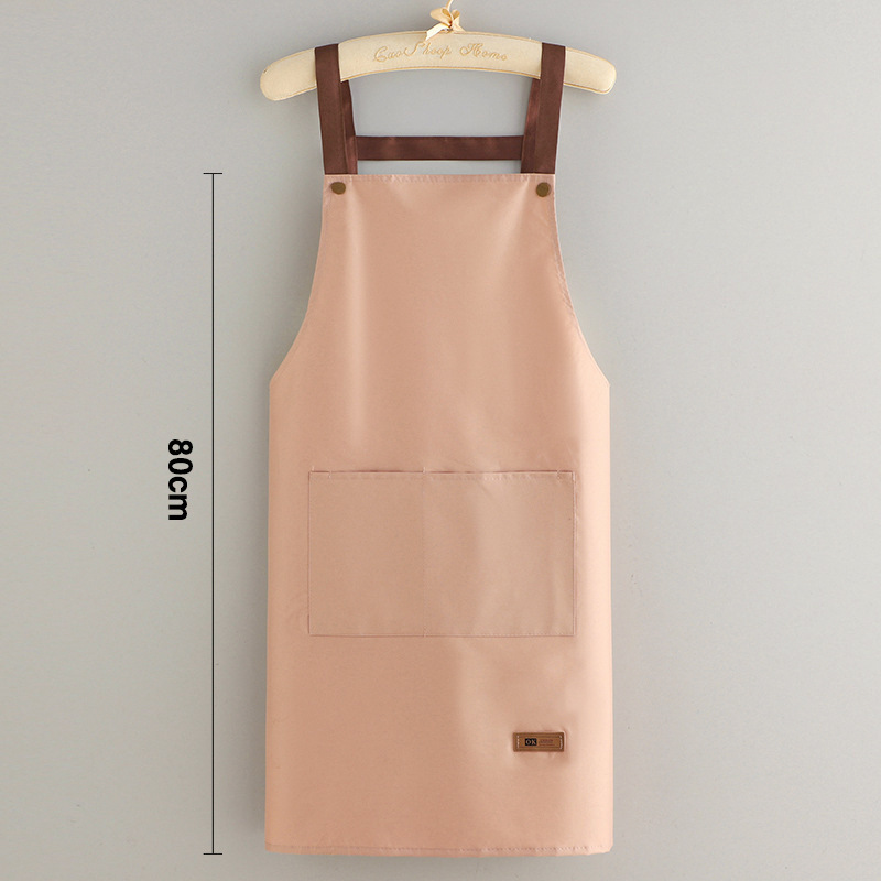 エプロン防水防油ストラップ純色大ポケットキッチン料理レストラン家庭用男女作業服カスタムロゴ|undefined
