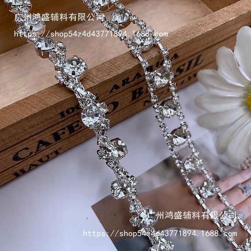 厂家现货铁链水钻烧焊链条配件 服装鞋包diy玻璃钻链条饰品条码