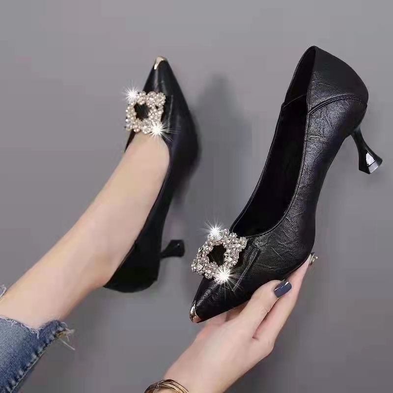 Fashionable Two-Way Shoes for Women 2026 Spring and Autumn New High Heels Women's Stiletto Pointed Toe Mid-Heel Commuting Work Shoes for Women