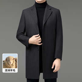 专柜正品中长款羊毛西装领风衣男士商务中年爸爸装春秋大衣外套