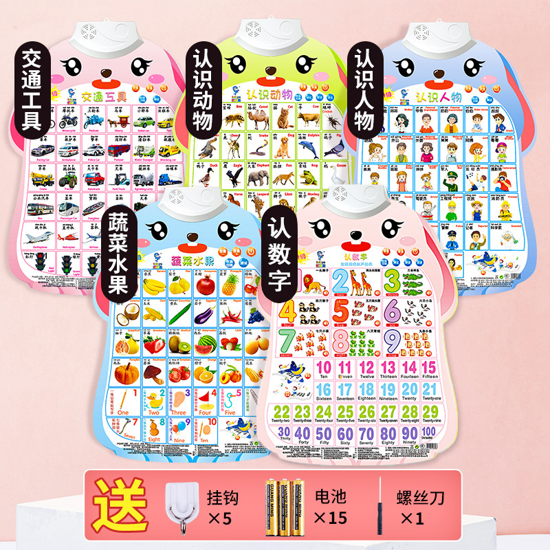 Leliyu children's early education voice and audio Wall Chart point reading literacy pinyin letters Enlightenment cognition one-piece delivery