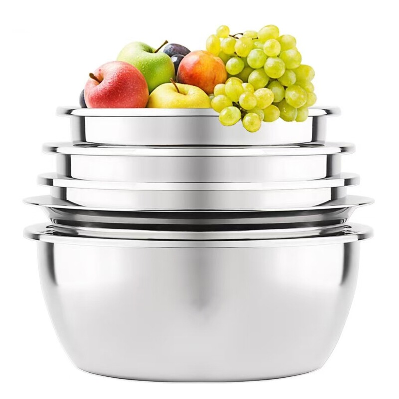 Food Grade 304 Stainless Steel Basin suit Thickened Household Kitchen Egg-beating and Noodles-washing Drain Basket Leakage Soup Basin Food Grade 304 Stainless Steel Basin suit Thickened Household Kitchen Egg-beating and Noodles-washing Drain Basket Leakage Soup Basin