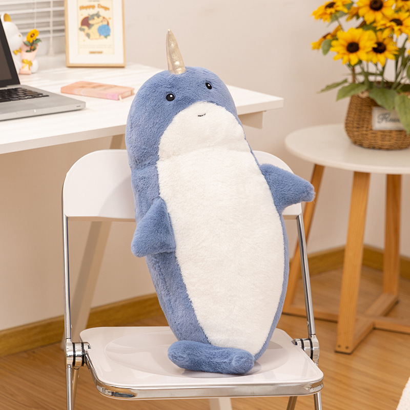 Curva reclinada almohada encantadora playa tiburones unicorles juguetes de peluche muñecas denim muñecas regalos para dormir