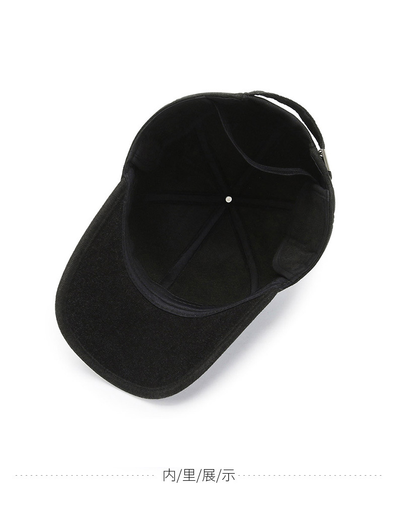 Trendy Men's Woolen Baseball Cap With Ear Flaps And Plush Lining_voghion.com